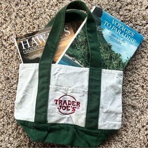 Trader Joe's Green and White Mini Tote Bag